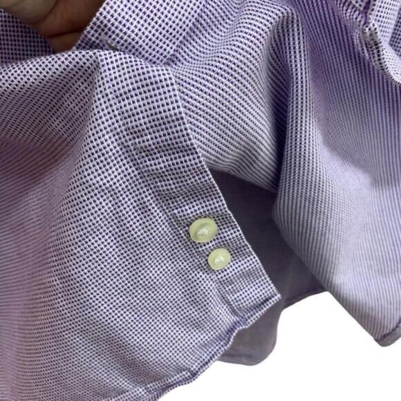 Michael Kors Mens Purple Micro Check Slim Fit Long Sleeve Button Up Shirt L - Picture 5 of 9